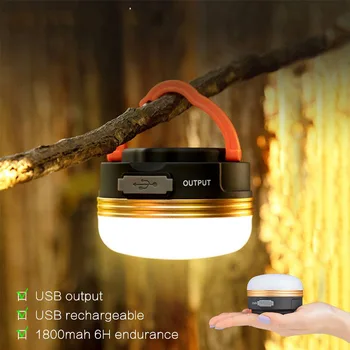 USB Recarregável LED Lanterna Camping Barracas lâmpada 1800mAh Portátil Camping Luzes de Trabalho ao ar livre, Caminhadas Noite Hanging lamp