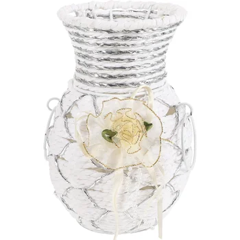 Vasos Tabela Centrais Tecer Flor De Garrafa De Decoração Arranjo De Plástico Branco Tecelagem De Plantador