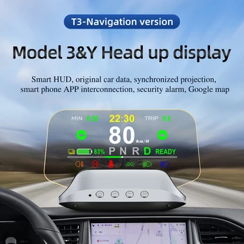 Tesla Modelo 3 Modelo Y HUD Auto Espelho Head-Up Display Bateria Aviso de excesso de velocidade Navegação de Alimentação do Projector Alarme HUD do Sistema