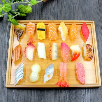 Simulado de Sushi Decoração de Modelo Japonês Filé de Salmão Cozinha PVC Bloco de Fotografia Decora Adereços Restaurante Artesanato Decoração DIY