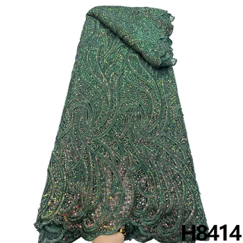 HFX 2023 de Luxo de Alta Qualidade francês de tule de Renda de Lantejoulas Tecido Africano de Lantejoulas tecido do Laço Nigeriano vestido de casamento de terceiros