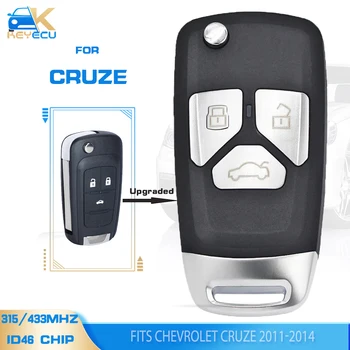 KEYECU 315MHz/433MHz ID46 Atualizado Flip Chave Remoto de 3 botões Fob para Chevrolet Cruze 2011 2012 2013 2014