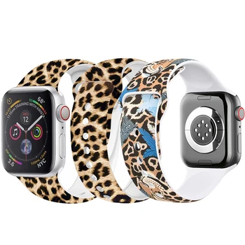 Bracelete pulseiras Para a Apple Faixa de Relógio de 40MM 42MM 44MM 49MM 38MM 45MM 41 8 7 SE 6 5 4 Cinta watchbands Animal Print Cinto de Silicone