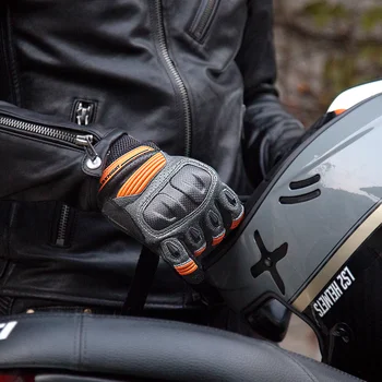 SFK Verão Motocicleta Luvas de pele de cabra Couro Real de Malha de Proteção Integral Tela de Toque do Dedo Cavalo de Corrida de Moto Acessórios