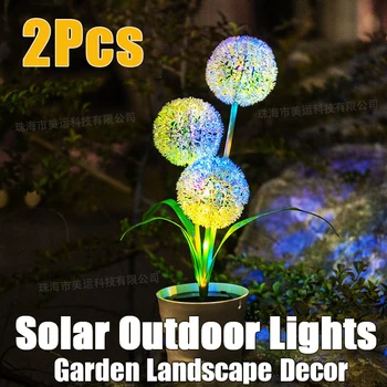2Pcs Solar Powered 3-Cabeça de Cebola Flor Luzes LED Pátio com Jardim de Paisagem ao ar livre do Villa Varanda Gramado Decoração para uma Festa Bonsai Lâmpadas