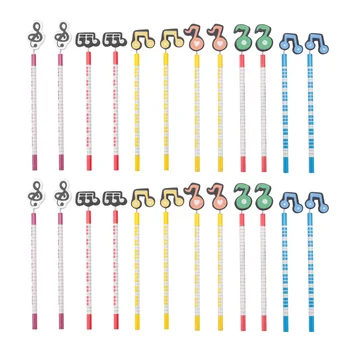 24Pcs Notas de Música de Lápis de Madeira Listra Colorida Lápis com Madeira Nota de Música Ornamentos para a Escola Alunos Professores