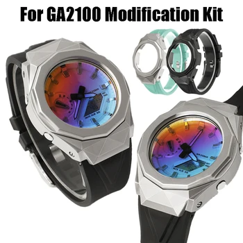 Luxuoso Kit de Modificação Para o G-Shock GA2100 Aço Inoxidável Caso Gen5 Casioak Moldura de Metal elástico Para GA2110 Correia Mod Kit