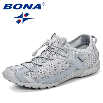 BONA 2023 Novo Estilo Popular Homens Tênis Rendas Até Sapatos esportivos ao ar livre Walkng jogging Tênis Confortável Malha de sapatos