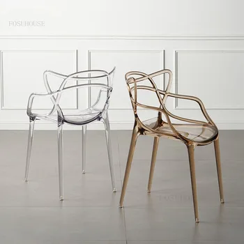 Nordic Acrílico Transparente Cadeiras De Jantar Sala De Jantar Móveis De Plástico Cristal Cadeira Único Criativo Cadeira De Jantar B