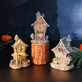 Festa de Halloween Decoração Crânio Cabeça de Abóbora Bruxa Com LED Lâmpada Fantasma Casa Para a Casa de DIY, Adornos de Casa Assombrada Ornamentos Presentes Crianças