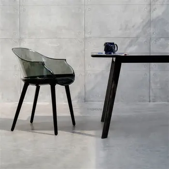 Moderno Plástico Transparente Cadeiras De Jantar Para A Cozinha Mobiliário Cadeira De Sala De Jantar Família Designer Criativo Encosto Da Poltrona