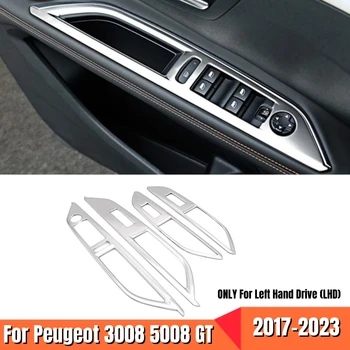 Peugeot 3008 5008 GT Híbrido 2017-2021 2022 2023 aço Inoxidável Janela do Carro do Elevador de Vidro do Painel do Interruptor de Botão de cobre Acessórios