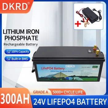 24V Bateria LiFePO4 300Ah 200Ah 100AH Built-in BMS de Lítio de Fosfato de Ferro de Células 5000+ Profundo Ciclos De Carrinho de Golfe RV Campistas Solar